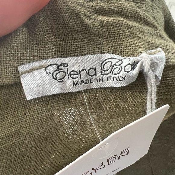 Elena Baldi green linen shirt dress roll sleeves new with tags size L - Picture 9 of 11